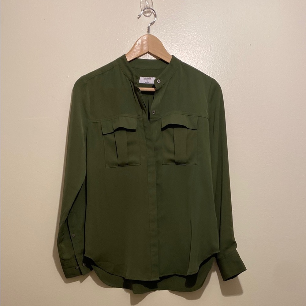 UNTUCKit Gloria Dark Green Women's Button Down Shirt size 0